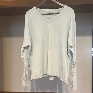 Women's Light Blue Easel V-Neck Top